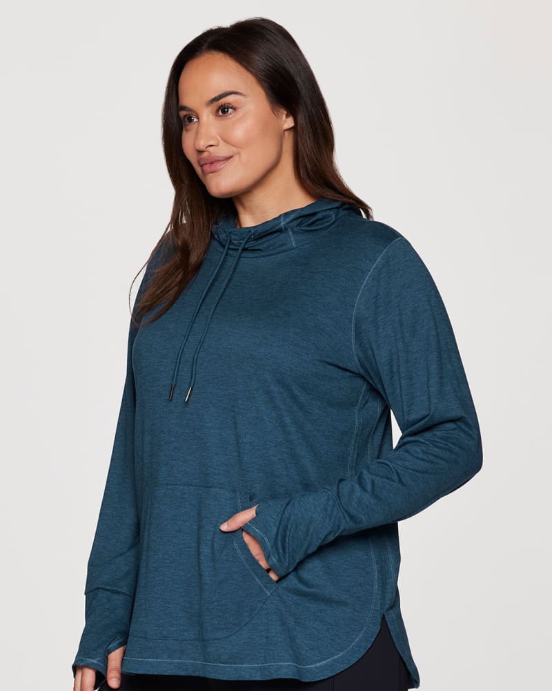 Plus Studio Breathe Super Soft Hoodie Tunic | Dark Teal